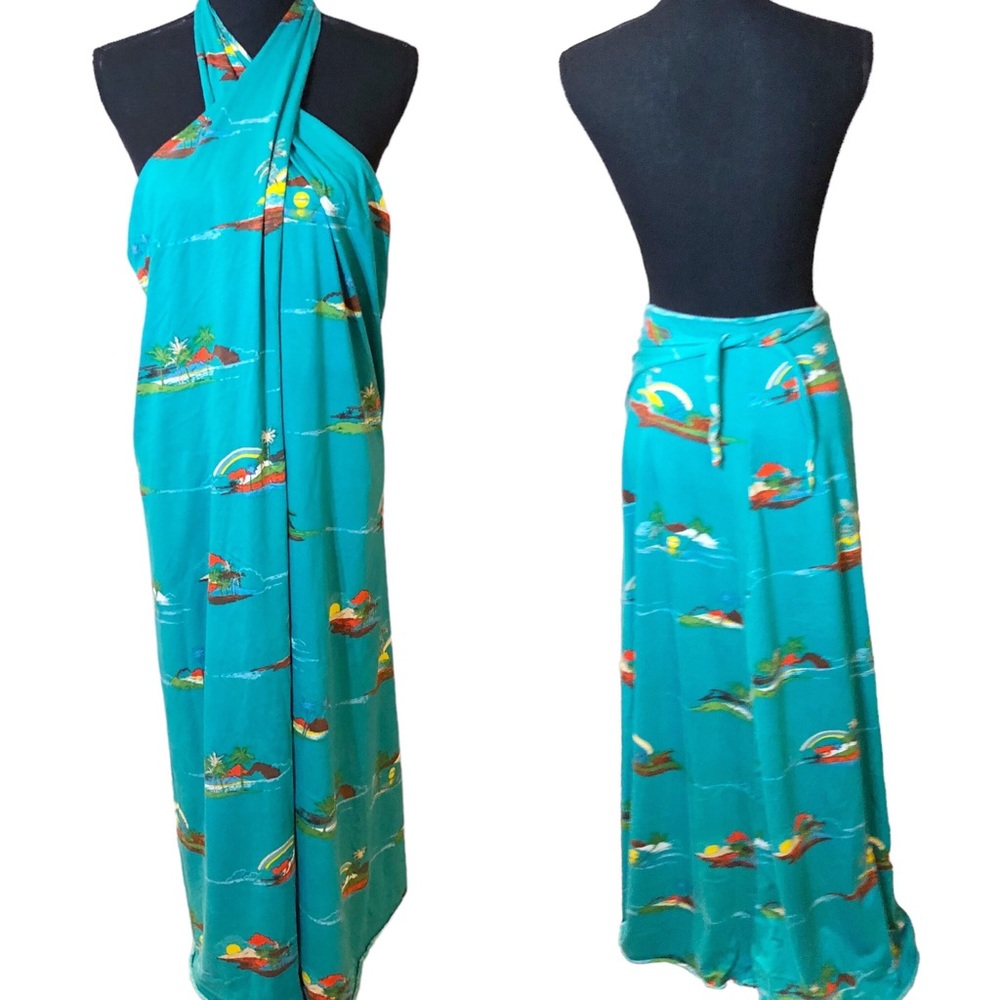 Vintage Andrade Fine Resort Apparel Island Print Sarong wrap skirt/dress…